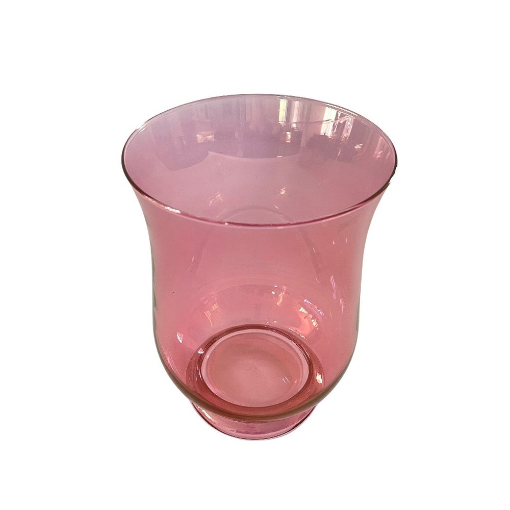 Iridescent Pink Vase or Hurricane from Krosno